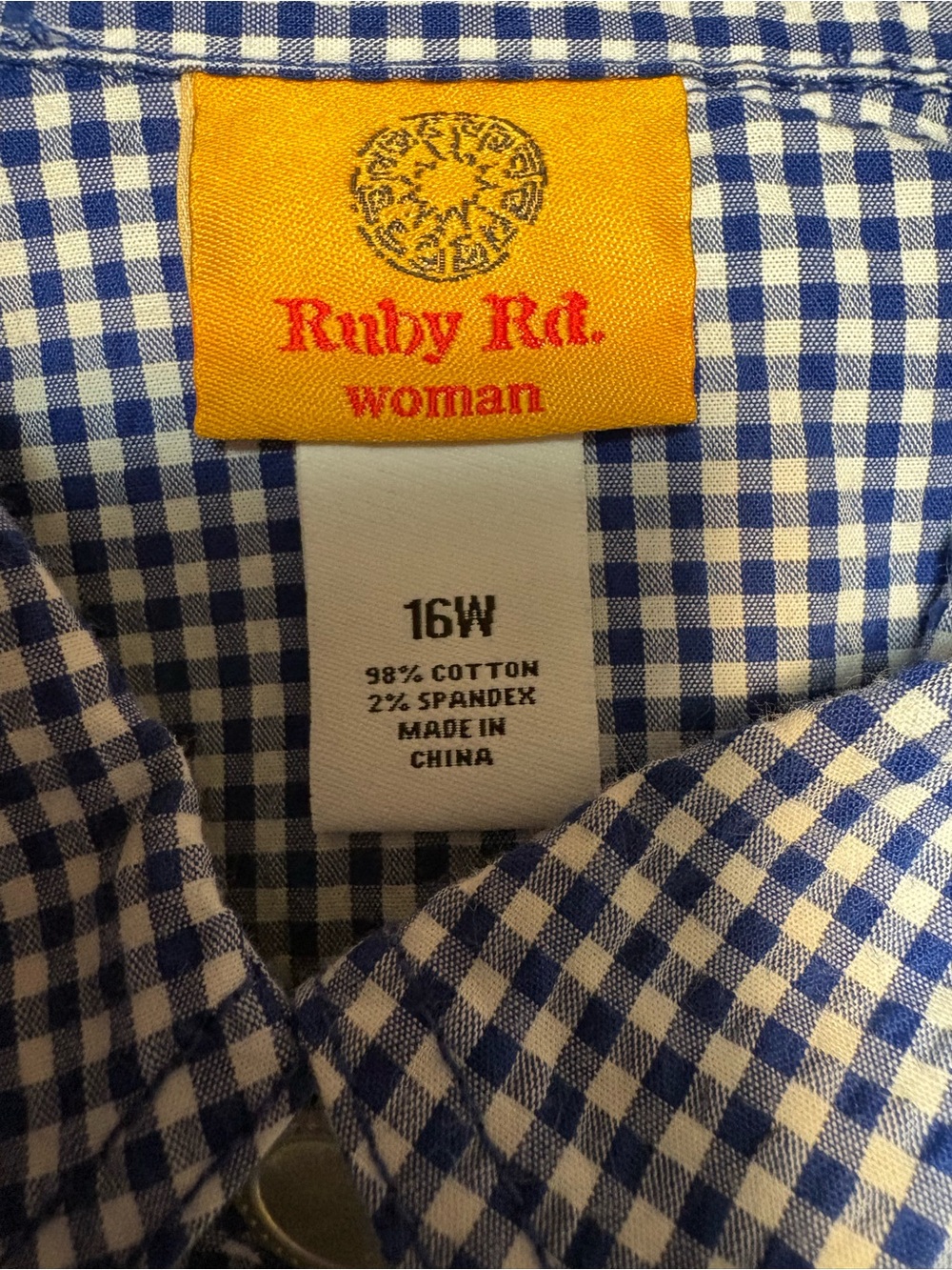 Ruby Rd. Blue and White Gingham Button-Down Shirt Jacket - Picture 3 of 3
